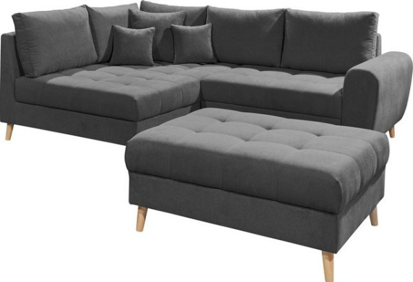 ED EXCITING DESIGN Ecksofa Alice, Set, mit Hocker, Rückenkissen, Zierkissen, frei im Raum stellbar