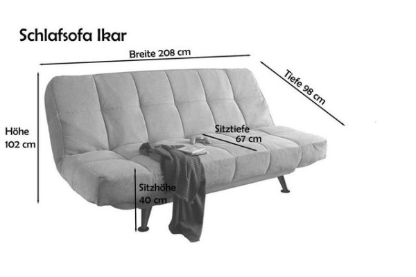 ED EXCITING DESIGN Schlafsofa, Ikar Schlafsofa 208 x 102 cm Polstergarnitur Sofa Couch Schlamm