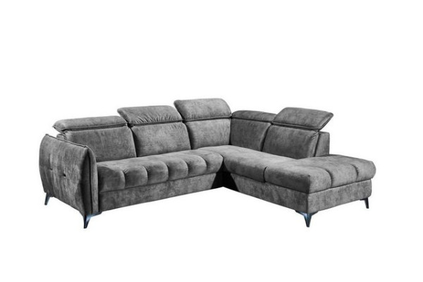 ED EXCITING DESIGN Ecksofa, Togo Ecksofa 266 x 221 cm Polstergarnitur Sofagarnitur Couch Sofa Grau