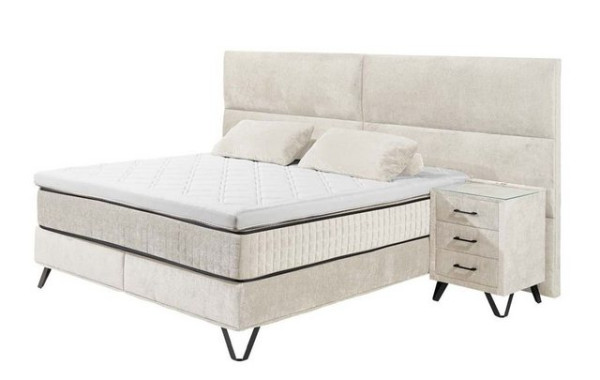 ED EXCITING DESIGN Boxspringliege (180 x 200 cm, Trapani XL), Beige