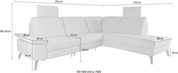 ADA trendline Ecksofa, inkl. Kopfstützen, wahlweise mit Relaxfunktion, Breite: 243 cm