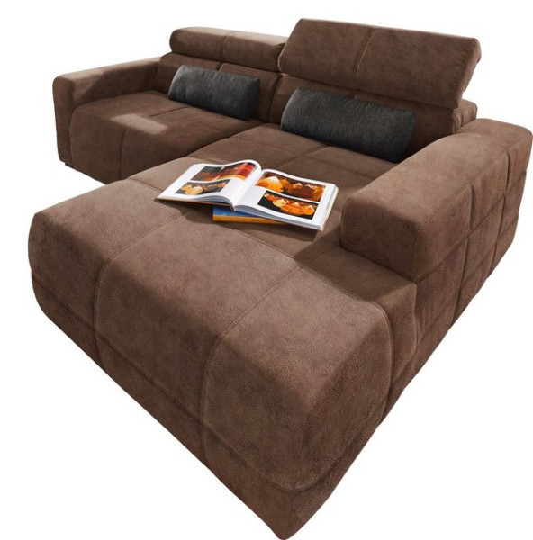 DOMO collection Ecksofa Brandon kleine Ausführung B/T/H: 214/100/80 cm, Mit Kopfteilverstellung, auc