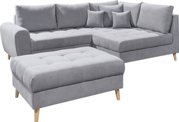 ED EXCITING DESIGN Ecksofa Alice, Set, mit Hocker, Rückenkissen, Zierkissen, frei im Raum stellbar