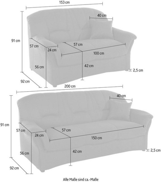 DOMO collection Polstergarnitur Bahia, (Set, 2-tlg), 3-Sitzer & 2-Sitzer-Set