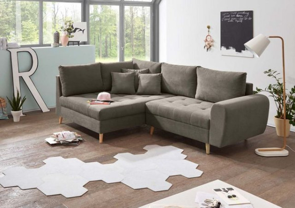 ED EXCITING DESIGN Ecksofa, Alice Ecksofa 249x175 cm Couch Eckcouch Sofa Schlamm (Grau-Braun)