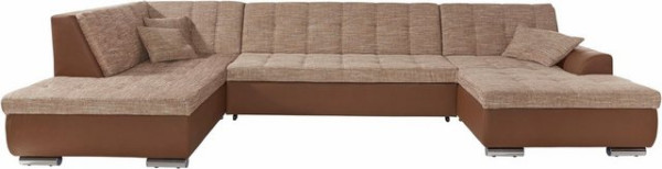 DOMO collection Wohnlandschaft Treviso incl. Zierkissen, moderne Steppung, XXL: B/T/H: 364/201/83 cm