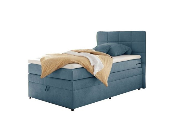 ED EXCITING DESIGN Boxspringliege (140 x 200 cm, Tacoma 1 "Uran" denim 140 cm), Blau