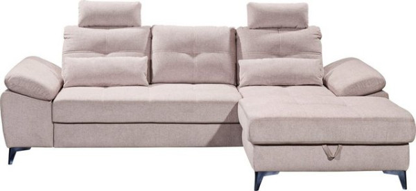 ED EXCITING DESIGN Ecksofa Auckland, mit Bettfunktion, Bettkasten, Armteilverstellung, Kopfstützen