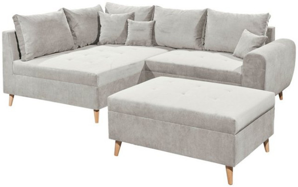 ED EXCITING DESIGN Ecksofa Calanda, mit Hocker, frei im Raum stellbar, Rücken- und Zierkissen