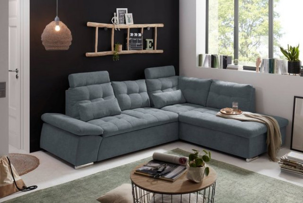 ED EXCITING DESIGN Ecksofa Nalo, mit Schlaffunktion, Bettkasten, 2 Kopfstützen