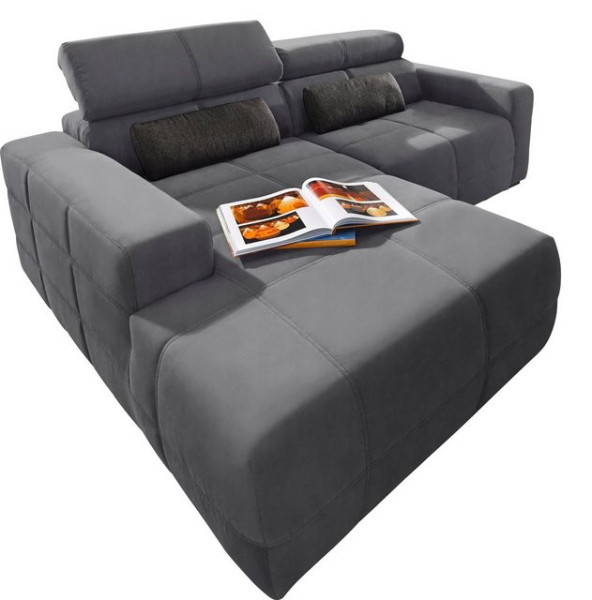 DOMO collection Ecksofa Brandon kleine Ausführung B/T/H: 214/100/80 cm, Mit Kopfteilverstellung, auc