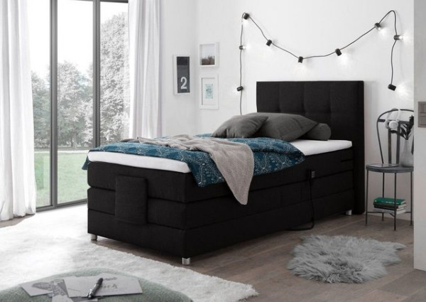 ED EXCITING DESIGN Boxspringliege (90 x 200 cm, Manolo), Schwarz