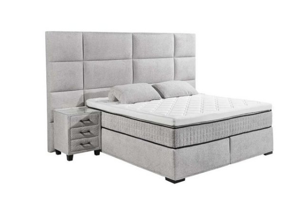 ED EXCITING DESIGN Boxspringliege (180 x 200 cm, Ragusa XL), Silber