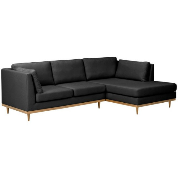 Max Winzer® Ecksofa Sofa Larsen Ecksofa rechts mit Sofa 2-Sitzer links Flachgewebe graphit, 1 Stück,