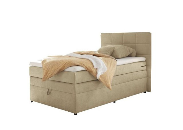 ED EXCITING DESIGN Boxspringliege (140 x 200 cm, Tacoma 1 "Uran" sand 140 cm), Beige