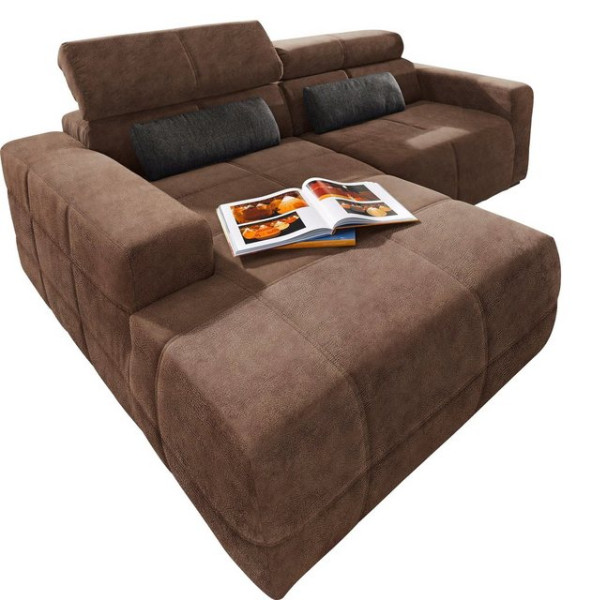 DOMO collection Ecksofa Brandon kleine Ausführung B/T/H: 214/100/80 cm, Mit Kopfteilverstellung, auc