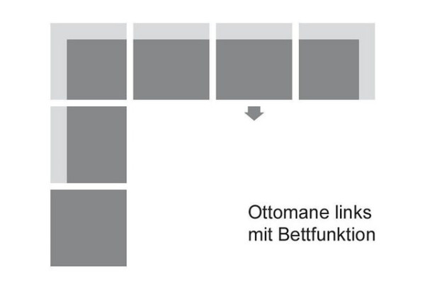 DOMO collection Ecksofa Papenburg, mit Ottomane, wahlweise mit Bettfunktion