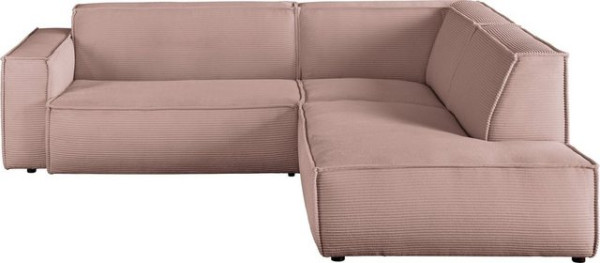 3C Candy Ecksofa Matteo, mit auffälliger Kedernaht, Cord-Bezug, Lounge-Charakter