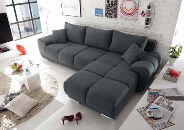 ED EXCITING DESIGN Ecksofa, Anton Ecksofa 289x189 cm Couch Eckcouch Sofa Anthrazit