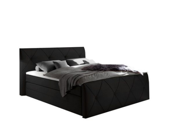 ED EXCITING DESIGN Boxspringliege (180 x 200 cm, Calgary 1 schwarz 180 cm), Schwarz