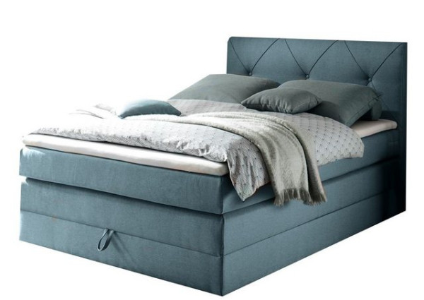 ED EXCITING DESIGN Boxspringliege (140 x 200 cm, Calgary 1 dunkelblau 140 cm), Blau