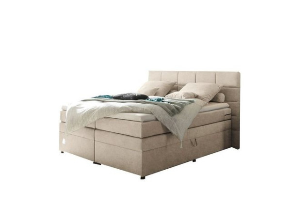 ED EXCITING DESIGN Boxspringliege (180 x 200 cm, Tacoma 1 "Uran" sand 180 cm), Beige