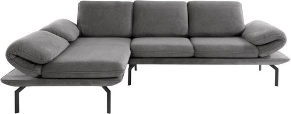 DOMO collection Ecksofa New York, wahlweise mit Arm- und Rückenfunktion, mit Winkelfuß aus Metall