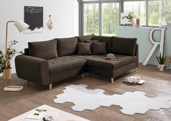 ED EXCITING DESIGN Ecksofa, Alice Ecksofa 249x175 cm Couch Eckcouch Sofa Stone (Braun-Grau)