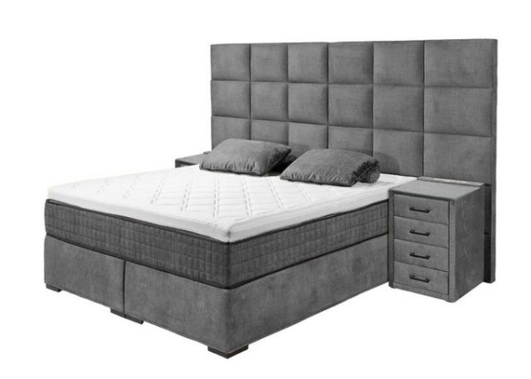 ED EXCITING DESIGN Boxspringliege (180 x 200 cm, Naro XL), Grau