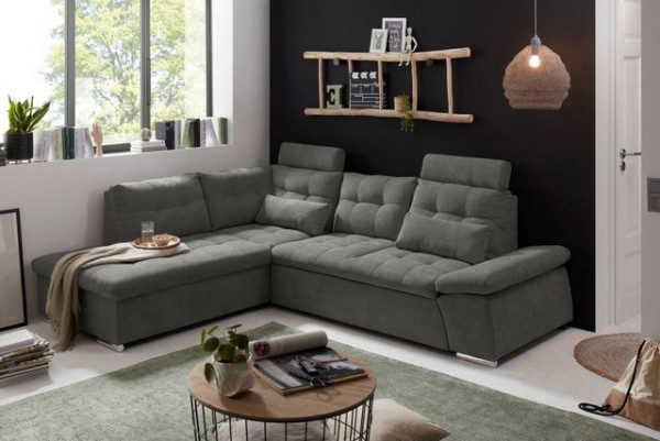 ED EXCITING DESIGN Ecksofa Nalo, mit Schlaffunktion, Bettkasten, 2 Kopfstützen