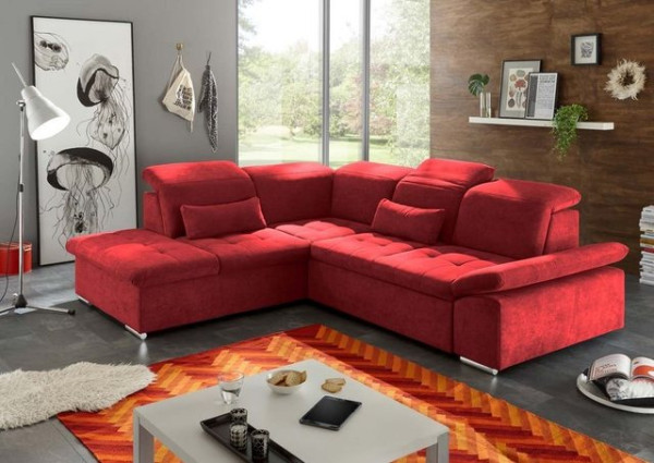 ED EXCITING DESIGN Ecksofa, Wayne Ecksofa 276x240 cm Couch Eckcouch Sofa Rot (Berry)