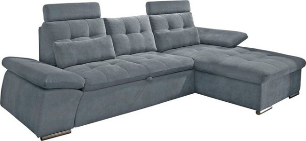 ED EXCITING DESIGN Ecksofa Nalo, mit Bettfunktion, Kopfstützen, Nierenkissen, Armteilverstellung