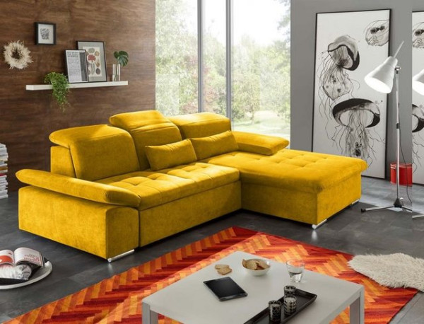 ED EXCITING DESIGN Ecksofa, Wayne Ecksofa 276x188 cm Couch Eckcouch Sofa Gelb (Senf)