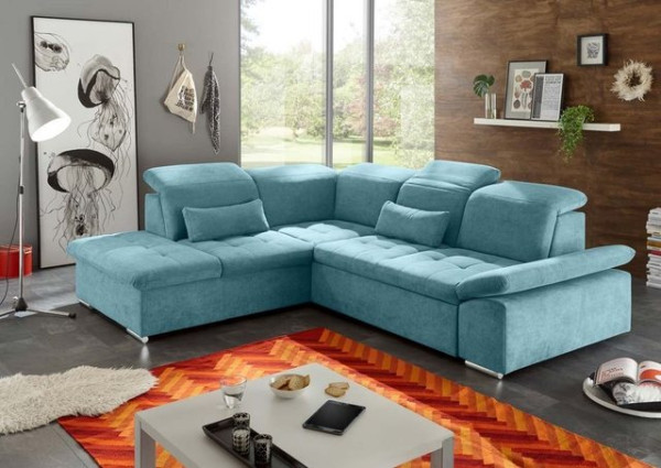 ED EXCITING DESIGN Ecksofa, Wayne Ecksofa 276x240 cm Couch Eckcouch Sofa Blau (Denim)