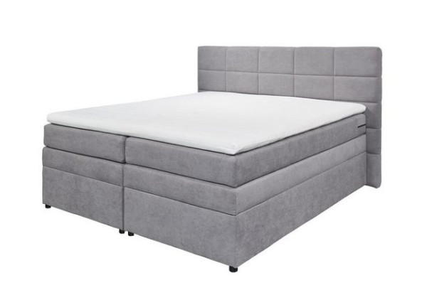 ED EXCITING DESIGN Boxspringliege (180 x 200 cm, Tacoma 1 "Soro" light grey 180 cm), Grau