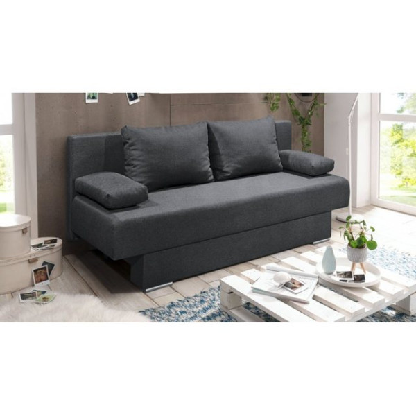 Black Red White Schlafsofa Sofa Schlafsofa Jugendsofa Sitzsofa Schlaffunktion MELANIE grau