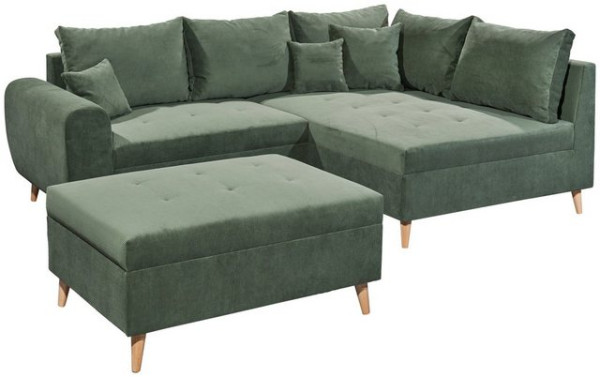 ED EXCITING DESIGN Ecksofa Calanda, mit Hocker, frei im Raum stellbar, Rücken- und Zierkissen