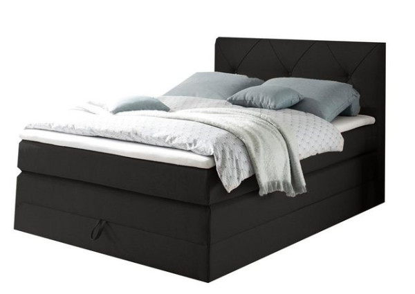 ED EXCITING DESIGN Boxspringliege (140 x 200 cm, Calgary 1 schwarz 140 cm), Schwarz