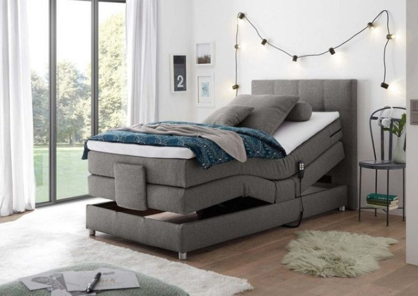 ED EXCITING DESIGN Boxspringliege (90 x 200 cm, Manolo), Grau