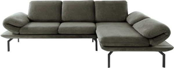 DOMO collection Ecksofa New York, wahlweise mit Arm- und Rückenfunktion, mit Winkelfuß aus Metall