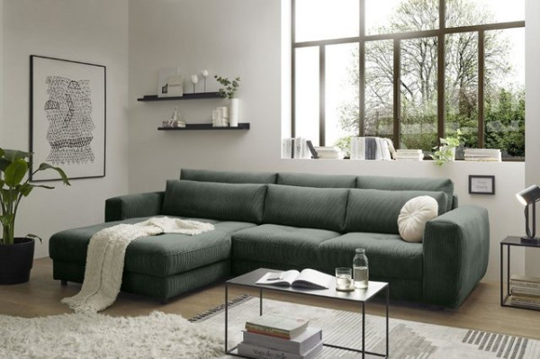 ED EXCITING DESIGN Ecksofa Barura, Beidseitig montierbar, mit Rückenkissen, Nierenkissen, Cord Bezug