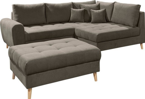 ED EXCITING DESIGN Ecksofa Alice, Set, mit Hocker, Rückenkissen, Zierkissen, frei im Raum stellbar