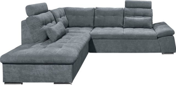 ED EXCITING DESIGN Ecksofa Nalo, mit Bettfunktion, Bettkasten, Kopfstützen, Nierenkissen etc.