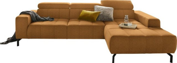 DOMO collection Ecksofa Cunelli, wahlweise inklusive 6-fach verstellbarer Kopfteilverstellung