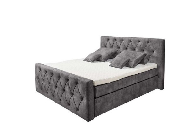 ED EXCITING DESIGN Boxspringliege (180 x 200 cm, Hammonton), Grau