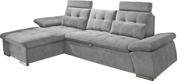 ED EXCITING DESIGN Ecksofa Nalo, mit Bettfunktion, Kopfstützen, Nierenkissen, Armteilverstellung