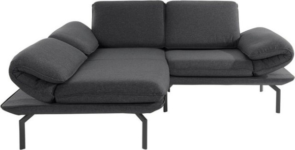 DOMO collection Ecksofa New York, wahlweise mit Arm- und Rückenfunktion, mit Winkelfuß aus Metall