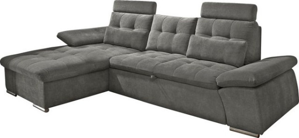 ED EXCITING DESIGN Ecksofa Nalo, mit Bettfunktion, Kopfstützen, Nierenkissen, Armteilverstellung