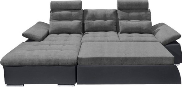 ED EXCITING DESIGN Ecksofa Jakarta, mit Bettfunktion, Kopfstützen, Nierenkissen, Armteilverstellung