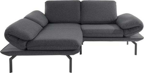 DOMO collection Ecksofa New York, wahlweise mit Arm- und Rückenfunktion, mit Winkelfuß aus Metall